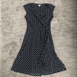 Talbots Polkadot Dress - Wrap Neck w/ Swing skirt